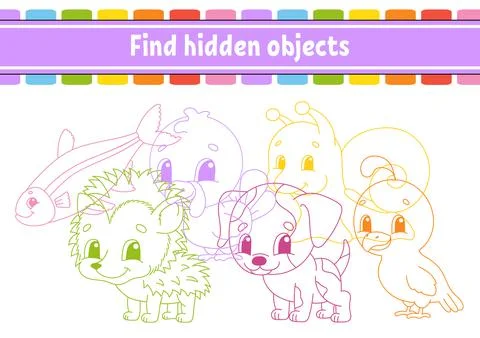 Find hidden object. Education developing worksheet. Activity page with pictur Stock Illustration