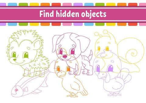 Find hidden object. Education developing worksheet. Activity page with pictur 스톡 일러스트