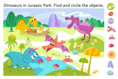 Find hidden objects in picture. Educational puzzle game for kids. Cute flat Stock Illustration