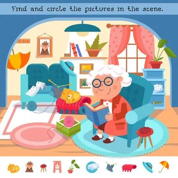 Find the hidden objects in the picture. Educational puzzle game for children Stock Illustration