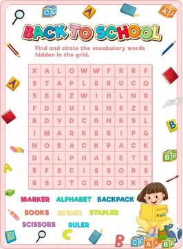Find Hidden Words: A Logic Game for Learning English Stock Illustration