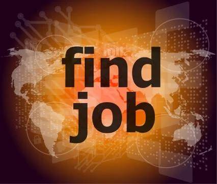 Find job on digital touch screen, social concept Stock Illustration