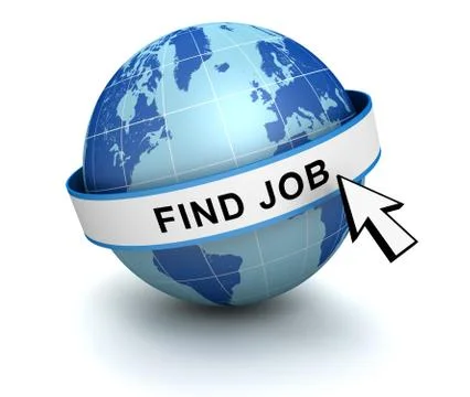 Find job globe concept  3d illustration Stock Illustration