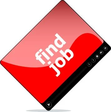 Find job on media player interface . isolated on white Stock Illustration