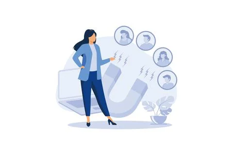 Find leads abstract concept vector illustration. Generate sales leads, digita Stock Illustration