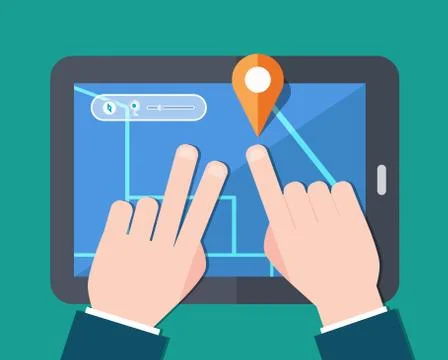 Find map concept flat design, vector Stock Illustration