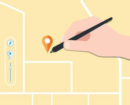 Find map concept flat design, vector Stock Illustration