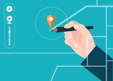 Find map concept flat design, vector Stock Illustration