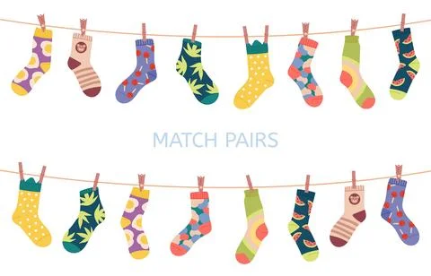 Find matched socks, match sock pair children preschool game. Holiday time 스톡 일러스트