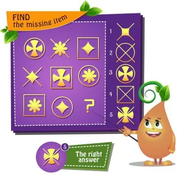 Find the missing item Flower cross Stock Illustration