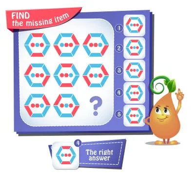Find the missing item hexagon iq Stock Illustration