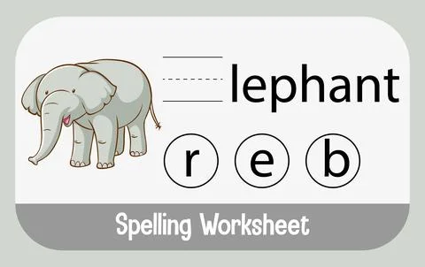 Find missing letter with elephant Stock Illustration
