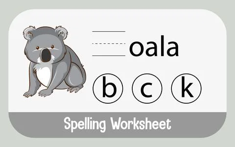 Find missing letter with koala Stock Illustration
