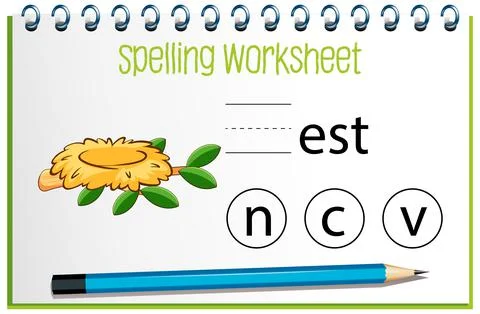 Find missing letter with nest Stock Illustration