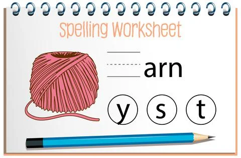 Find missing letter with yarn Stock Illustration