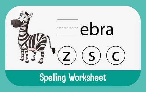 Find missing letter with zebra Stock Illustration