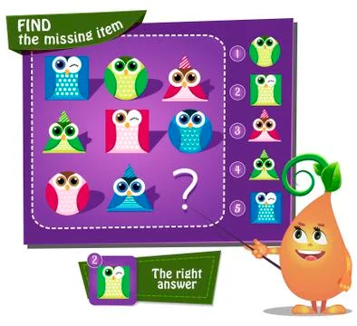 Find the missing owl, figures Stock Illustration