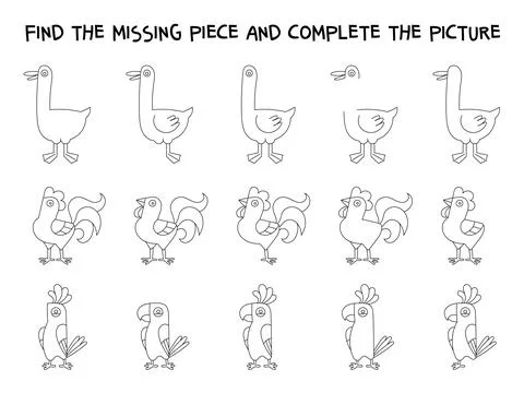 Find the missing piece and complete the picture. Game for kids Stock Illustration