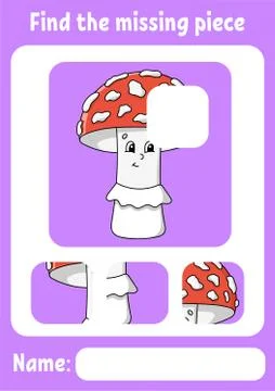 Find the missing piece. Education developing worksheet for kids. Puzzle game. Stock Illustration