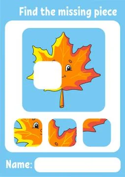 Find the missing piece. Education developing worksheet for kids. Puzzle game. Illustrazione stock