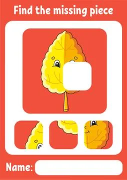 Find the missing piece. Education developing worksheet for kids. Puzzle game. Stock Illustration