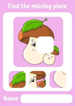 Find the missing piece. Education developing worksheet for kids. Puzzle game. Stock Illustration