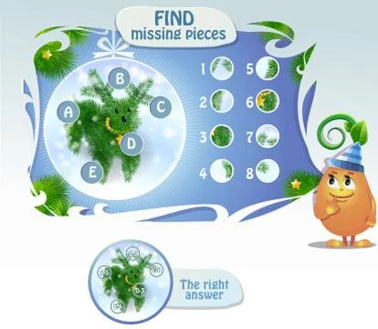 Find missing pieces christmas tree toys Illustrazione stock