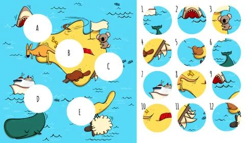 Find missing pieces, solution in hidden layer Stock Illustration