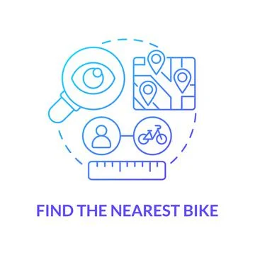 Find nearest bike blue gradient concept icon Stock Illustration