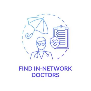 Find in-network doctors blue gradient concept icon Stock Illustration