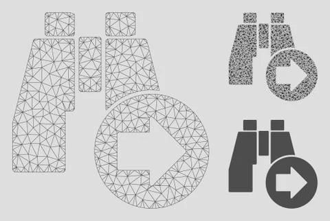 Find Next Binoculars Vector Mesh 2D Model and Triangle Mosaic Icon 库存插图
