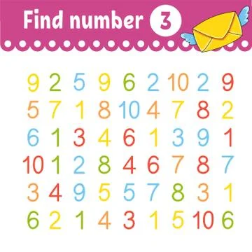 Find number. Education developing worksheet. Activity page with pictures. Gam Stock Illustration