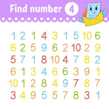 Find number. Education developing worksheet. Activity page with pictures. Gam Stock Illustration