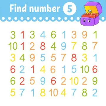 Find number. Education developing worksheet. Activity page with pictures. Gam Stock Illustration