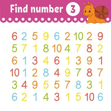 Find number. Education developing worksheet. Activity page with pictures. Gam Stock Illustration