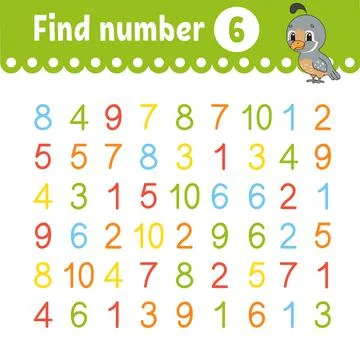 Find number. Education developing worksheet. Activity page with pictures. Gam Illustrazione stock
