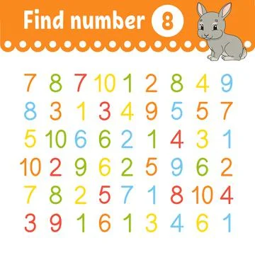 Find number. Education developing worksheet. Activity page with pictures. Gam Stock Illustration