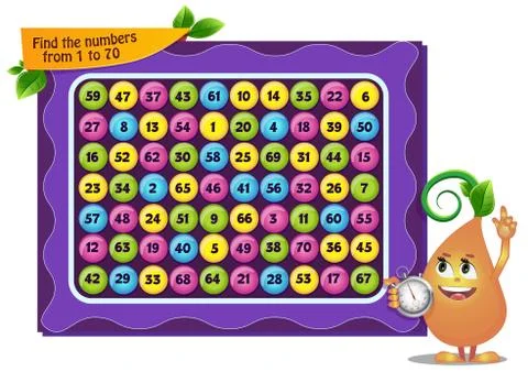 Find the numbers  to 70 Stock Illustration