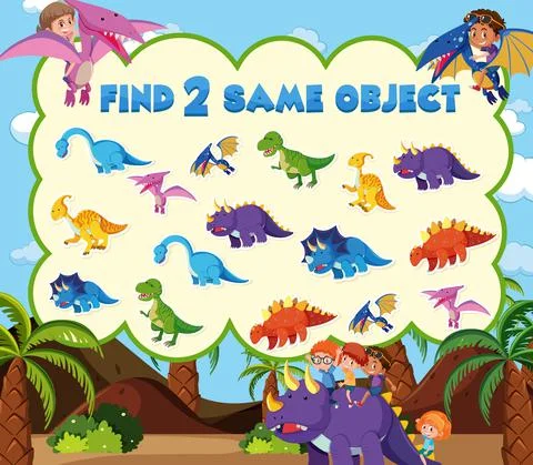 Find object game template of dinosaur 스톡 일러스트