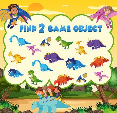 Find object game template of dinosaur Illustrazione stock