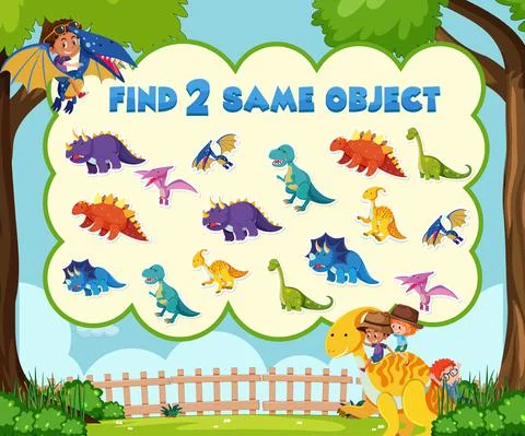 Find object game template of dinosaur Illustrazione stock