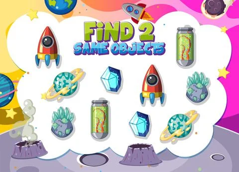 Find object game template of space Illustrazione stock