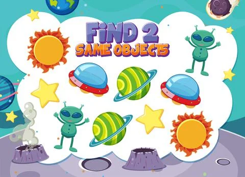 Find object game template of space 스톡 일러스트