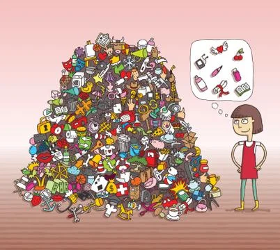 Find Objects Visual Game. Solution in hidden layer! Stock Illustration