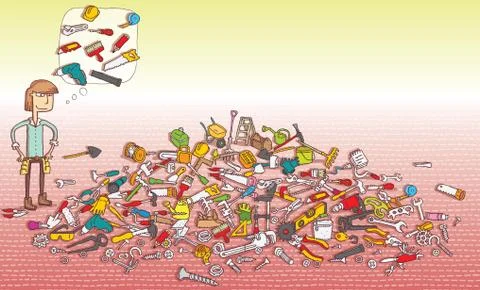 Find Objects Visual Game. Solution in hidden layer! Stock Illustration