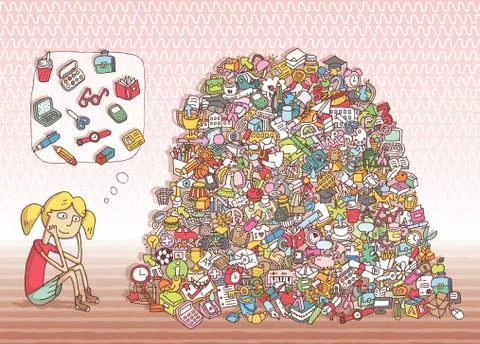 Find Objects Visual Game. Solution in hidden layer! Stock Illustration