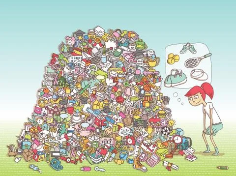 Find Objects Visual Game. Solution in hidden layer! Stock Illustration