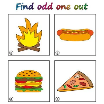 Find odd one out - game for kids. Worksheet. Visual Educational puzzle Game f Stock Illustration