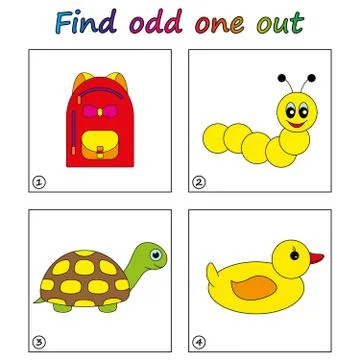 Find odd one out - game for kids. Worksheet. Visual Educational puzzle Game f Stock Illustration
