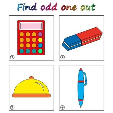 Find odd one out - game for kids. Worksheet. Visual Educational puzzle Game f Stock Illustration